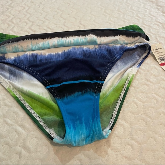 NWT Tommy Bahama Hazy Kat Stripe Bikini Bottom Peacock Blue Size XS Swim Beach - Picture 4 of 10